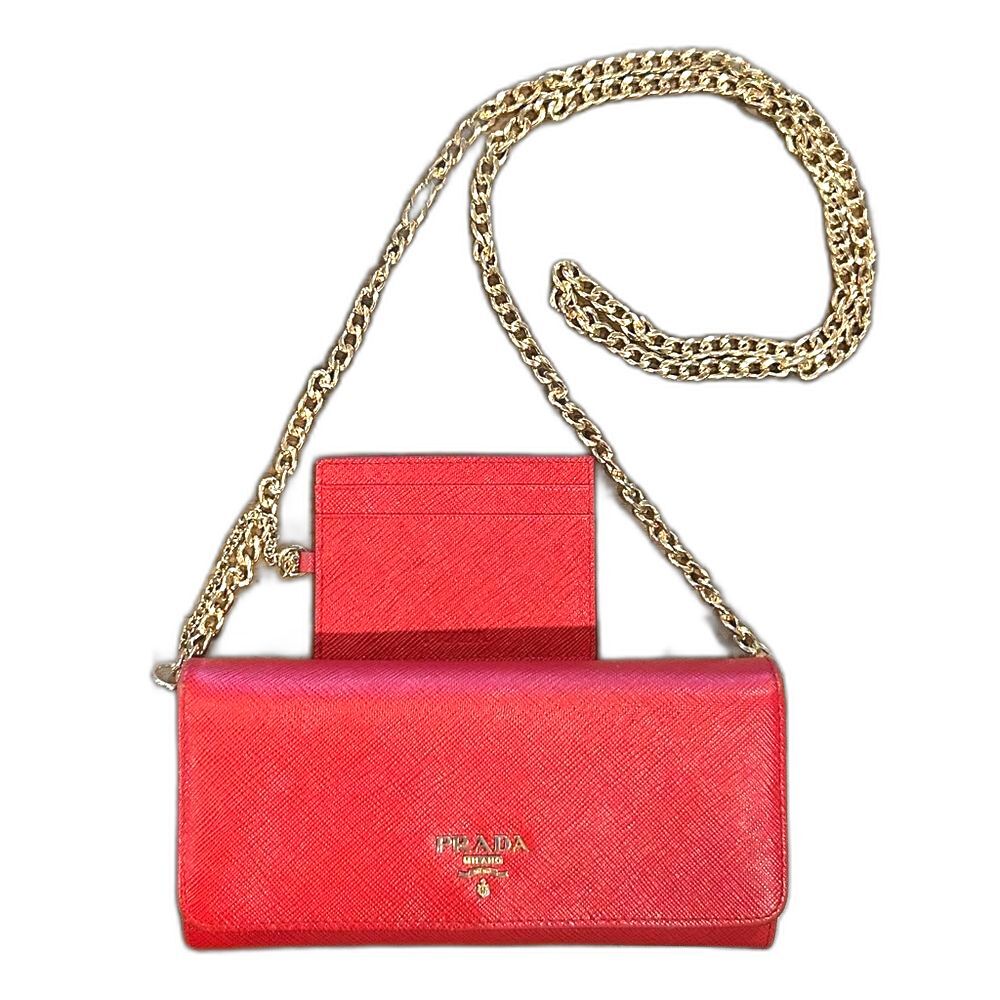 Prada Red Saffiano Leather Long Wallet - Full Inclusion - NEW